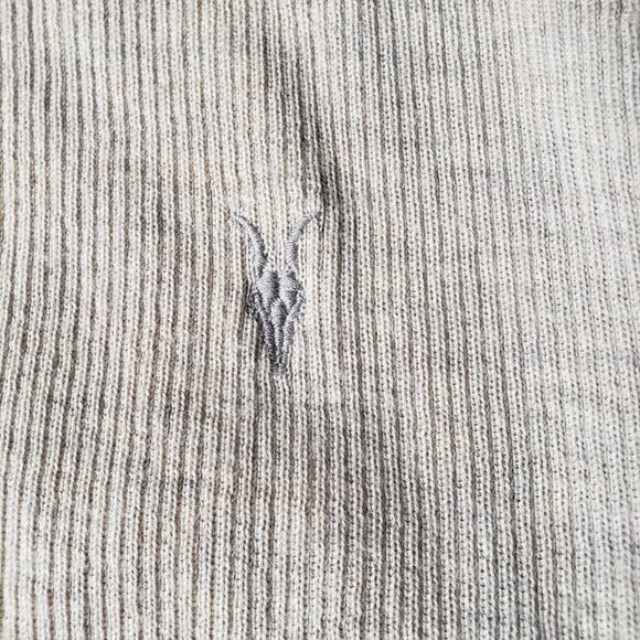 AllSaints Merino Wool Open Front Shawl Collar Ramskull Mode Cardigan - Picture 5 of 10